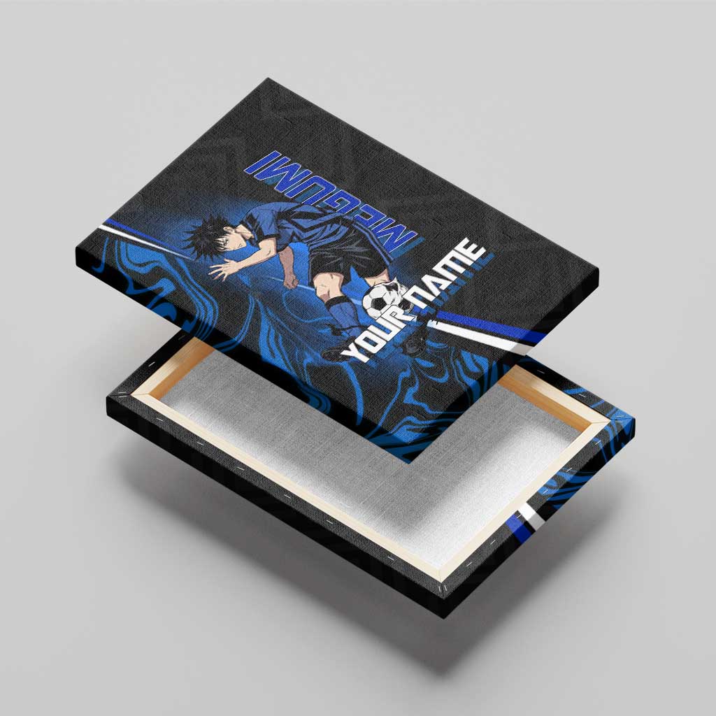 Custom Megumi Fushiguro Jujutsu Kaisen Canvas Wall Art Blue Flames Soccer Theme Anime