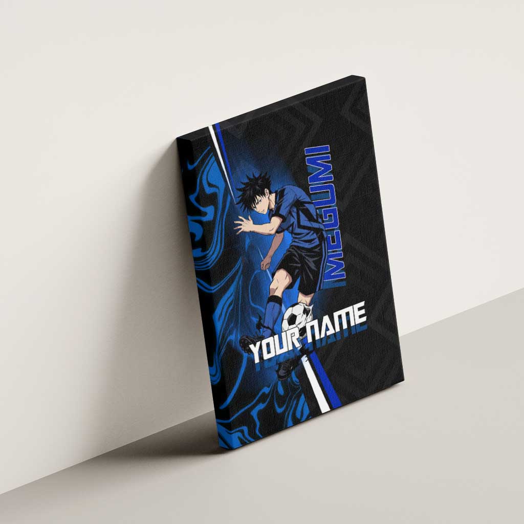 Custom Megumi Fushiguro Jujutsu Kaisen Canvas Wall Art Blue Flames Soccer Theme Anime