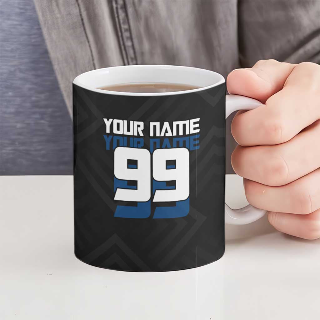 Custom Megumi Fushiguro Jujutsu Kaisen Ceramic Mug Blue Flames Soccer Theme Anime
