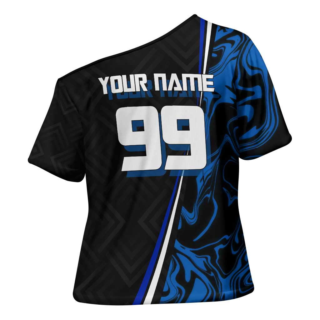 Custom Megumi Fushiguro Jujutsu Kaisen Cross Shoulder Shirt Blue Flames Soccer Theme Anime