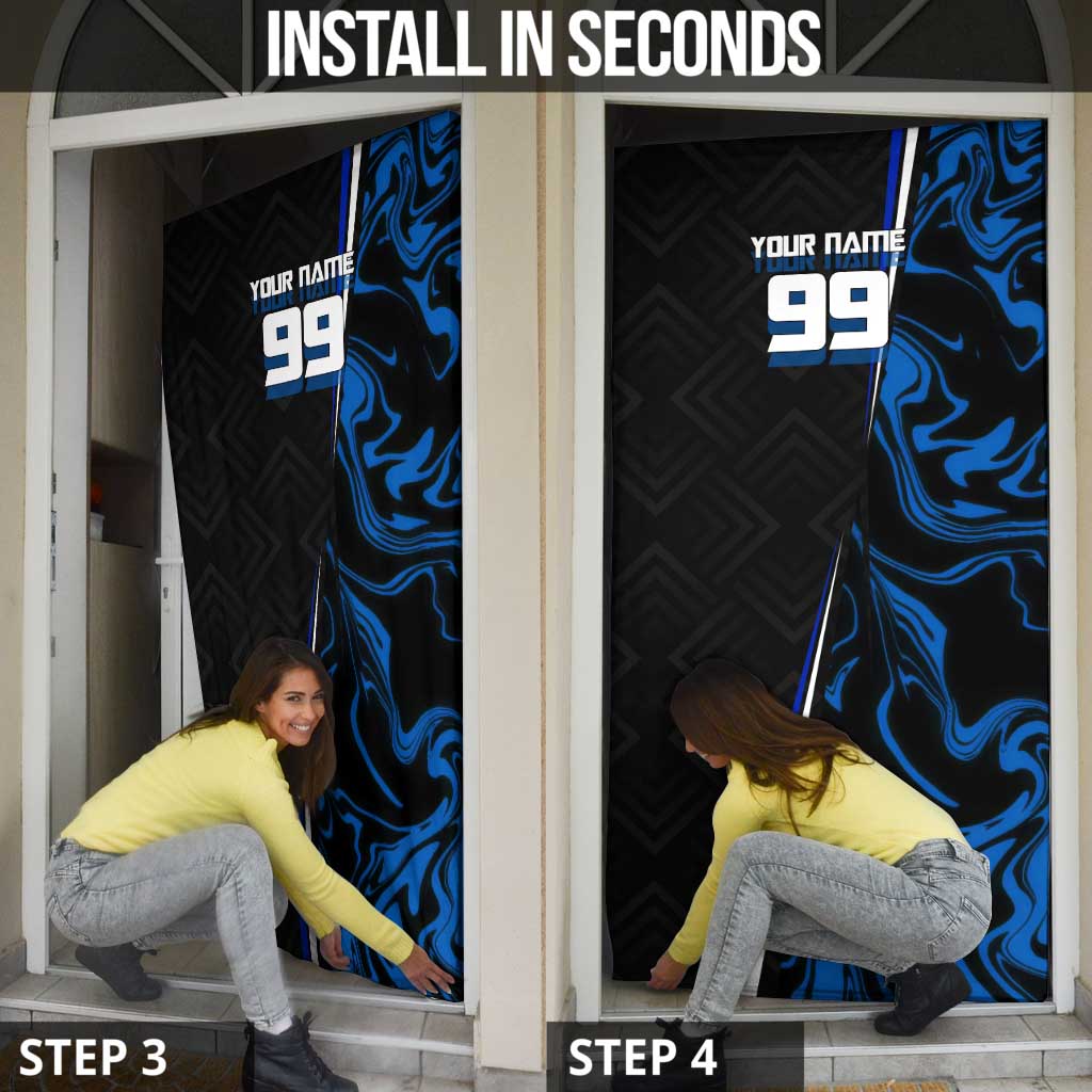 Custom Megumi Fushiguro Jujutsu Kaisen Door Cover Blue Flames Soccer Theme Anime