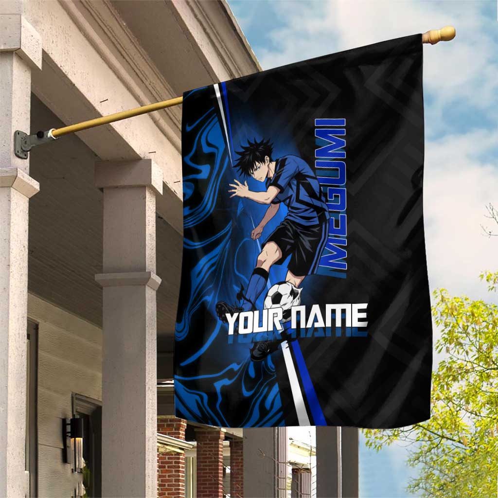 Custom Megumi Fushiguro Jujutsu Kaisen Garden Flag Blue Flames Soccer Theme Anime