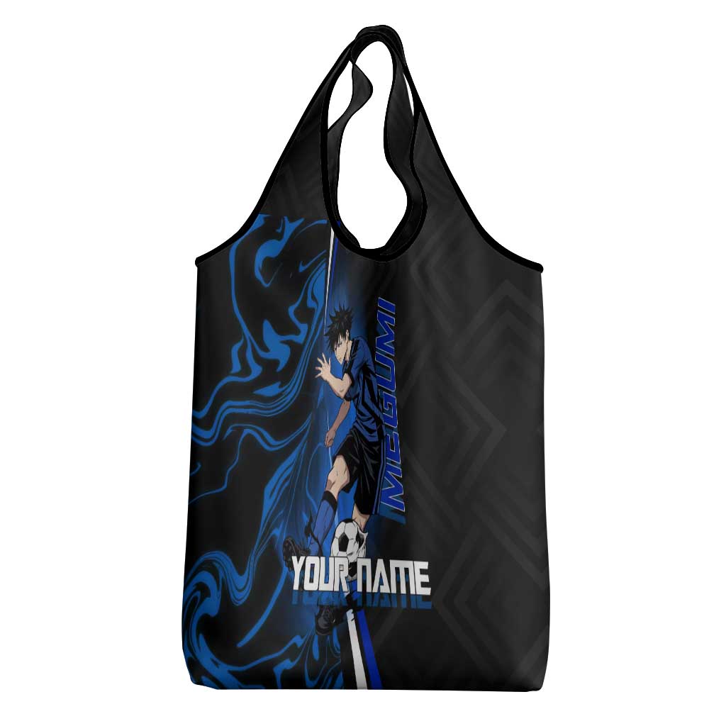 Custom Megumi Fushiguro Jujutsu Kaisen Grocery Bag Blue Flames Soccer Theme Anime