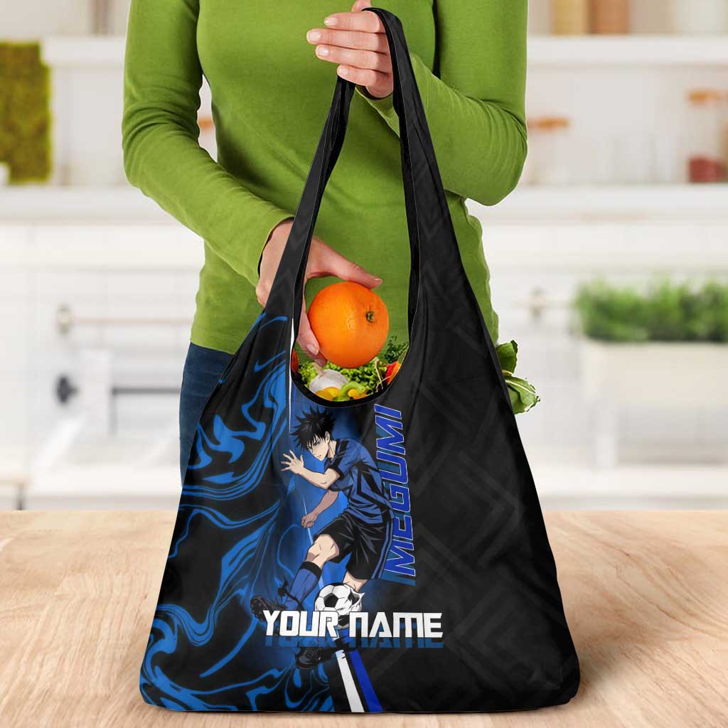 Custom Megumi Fushiguro Jujutsu Kaisen Grocery Bag Blue Flames Soccer Theme Anime