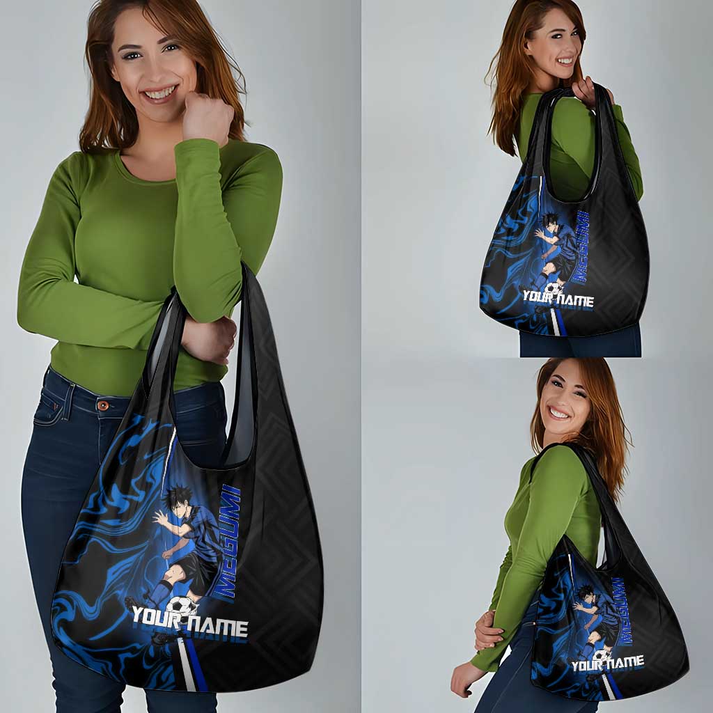 Custom Megumi Fushiguro Jujutsu Kaisen Grocery Bag Blue Flames Soccer Theme Anime
