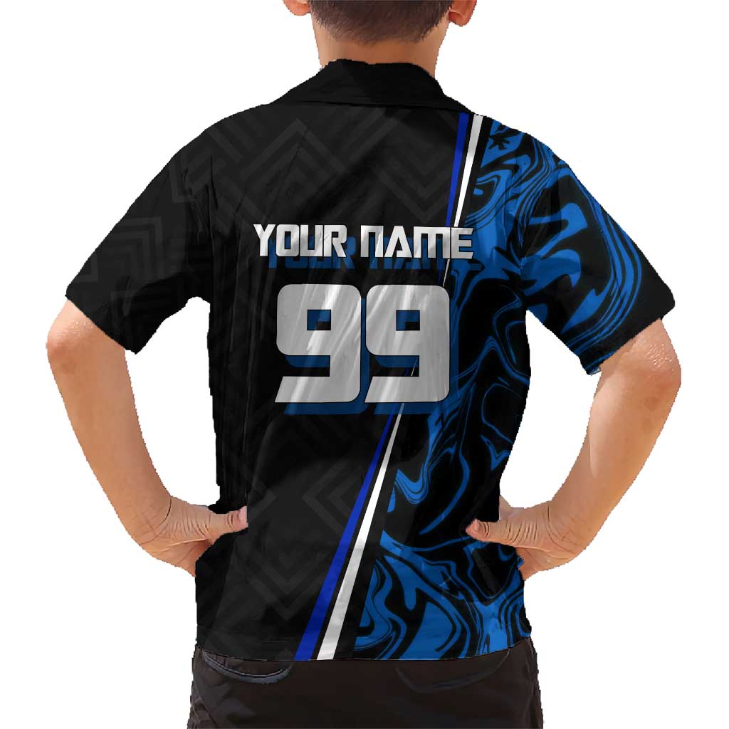 Custom Megumi Fushiguro Jujutsu Kaisen Kid Hawaiian Shirt Blue Flames Soccer Theme Anime