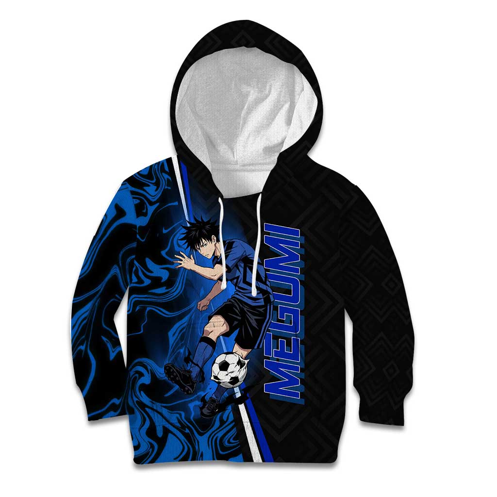 Custom Megumi Fushiguro Jujutsu Kaisen Kid Hoodie Blue Flames Soccer Theme Anime
