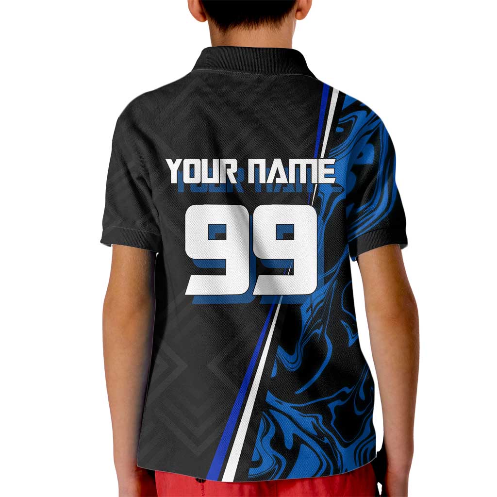 Custom Megumi Fushiguro Jujutsu Kaisen Kid Polo Shirt Blue Flames Soccer Theme Anime