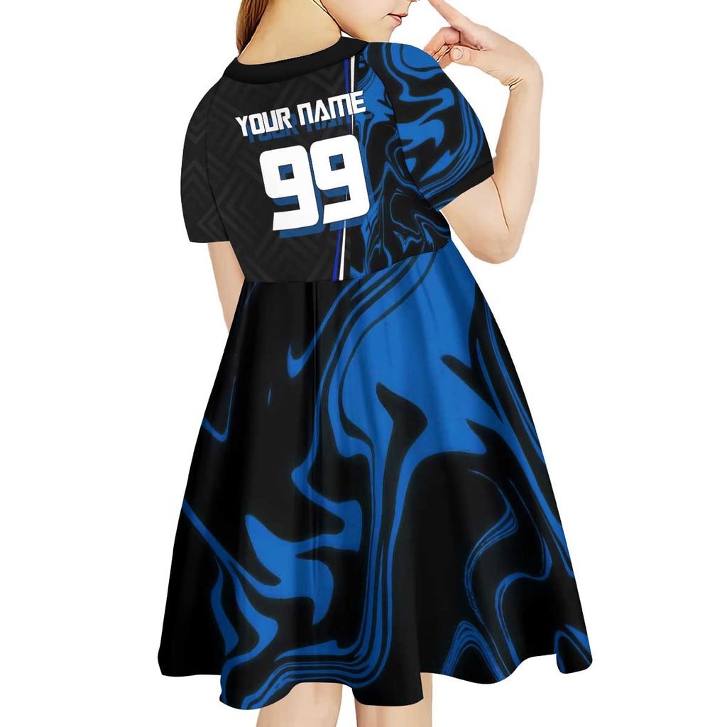 Custom Megumi Fushiguro Jujutsu Kaisen Kid Short Sleeve Dress Blue Flames Soccer Theme Anime
