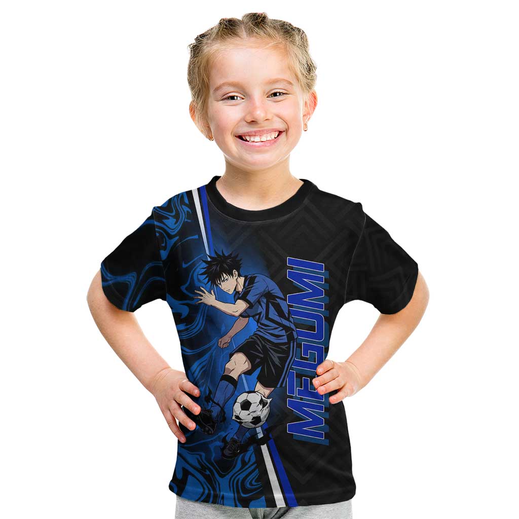 Custom Megumi Fushiguro Jujutsu Kaisen Kid T Shirt Blue Flames Soccer Theme Anime
