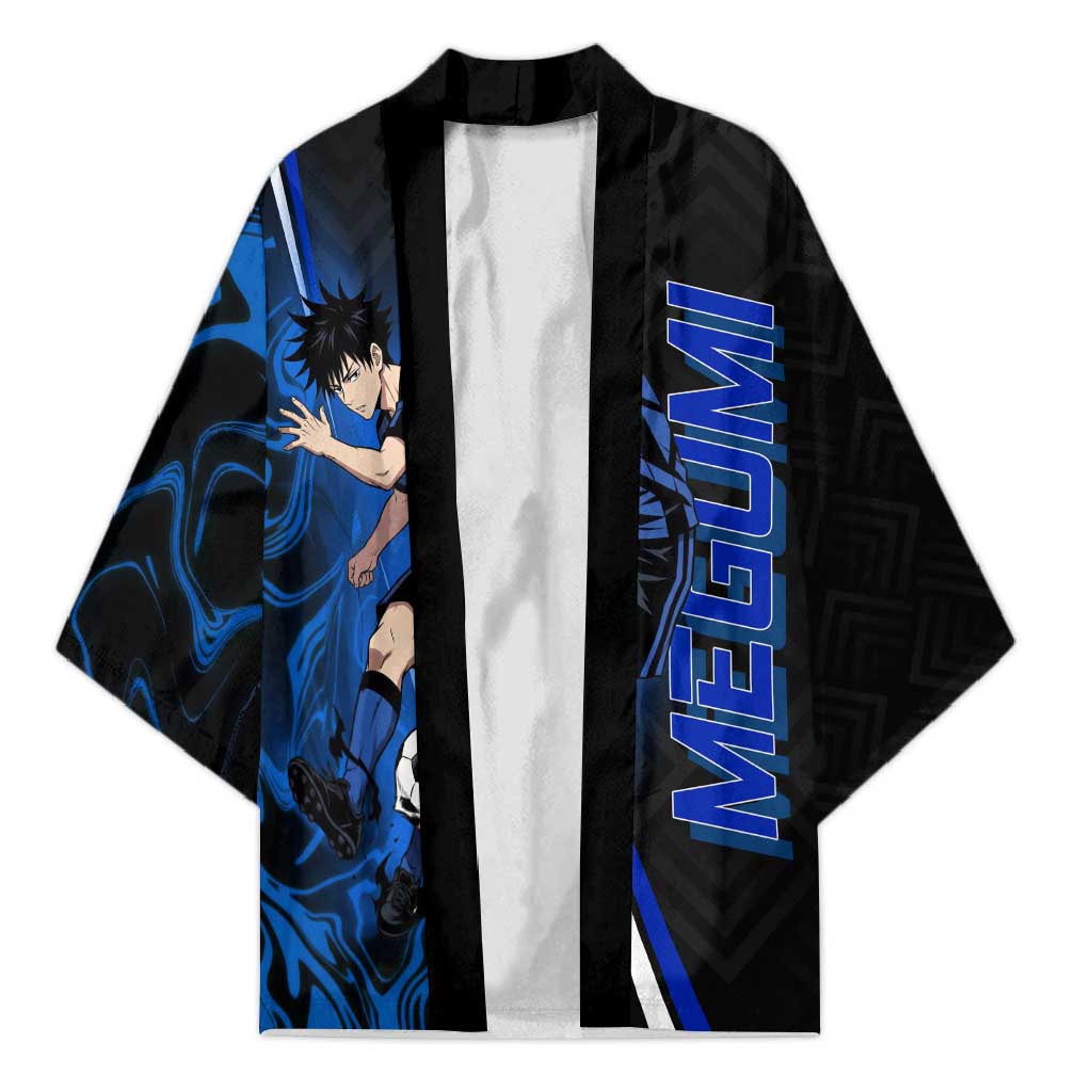 Custom Megumi Fushiguro Jujutsu Kaisen Kimono Blue Flames Soccer Theme Anime