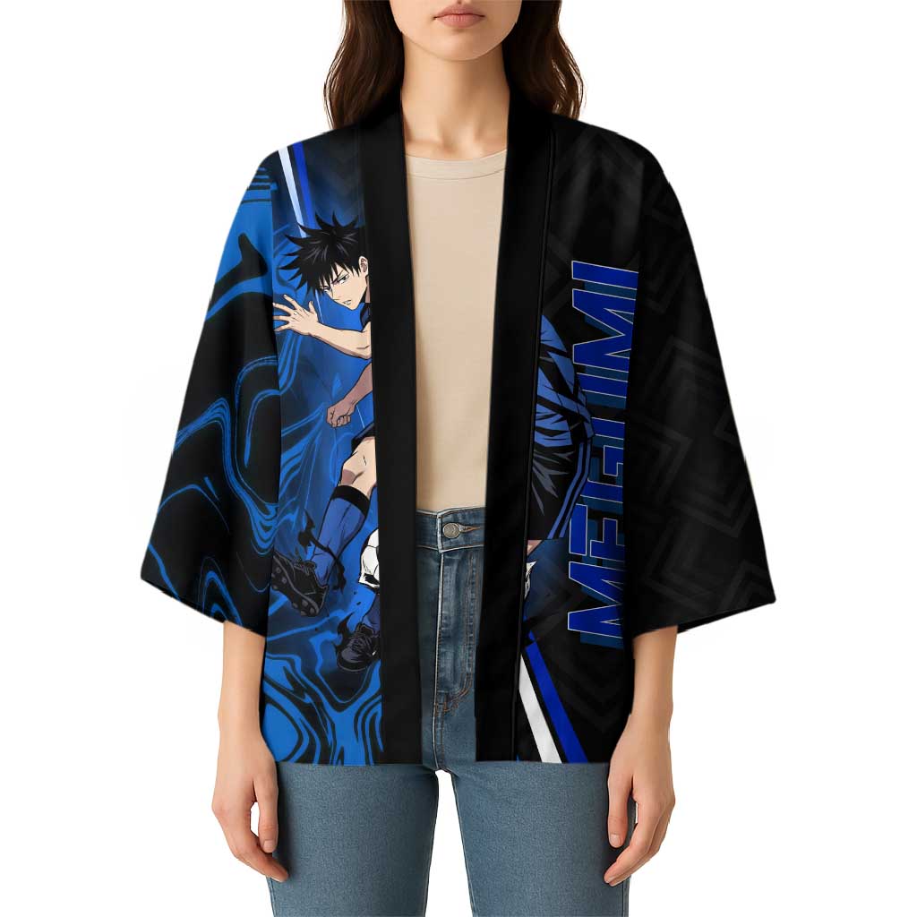 Custom Megumi Fushiguro Jujutsu Kaisen Kimono Blue Flames Soccer Theme Anime