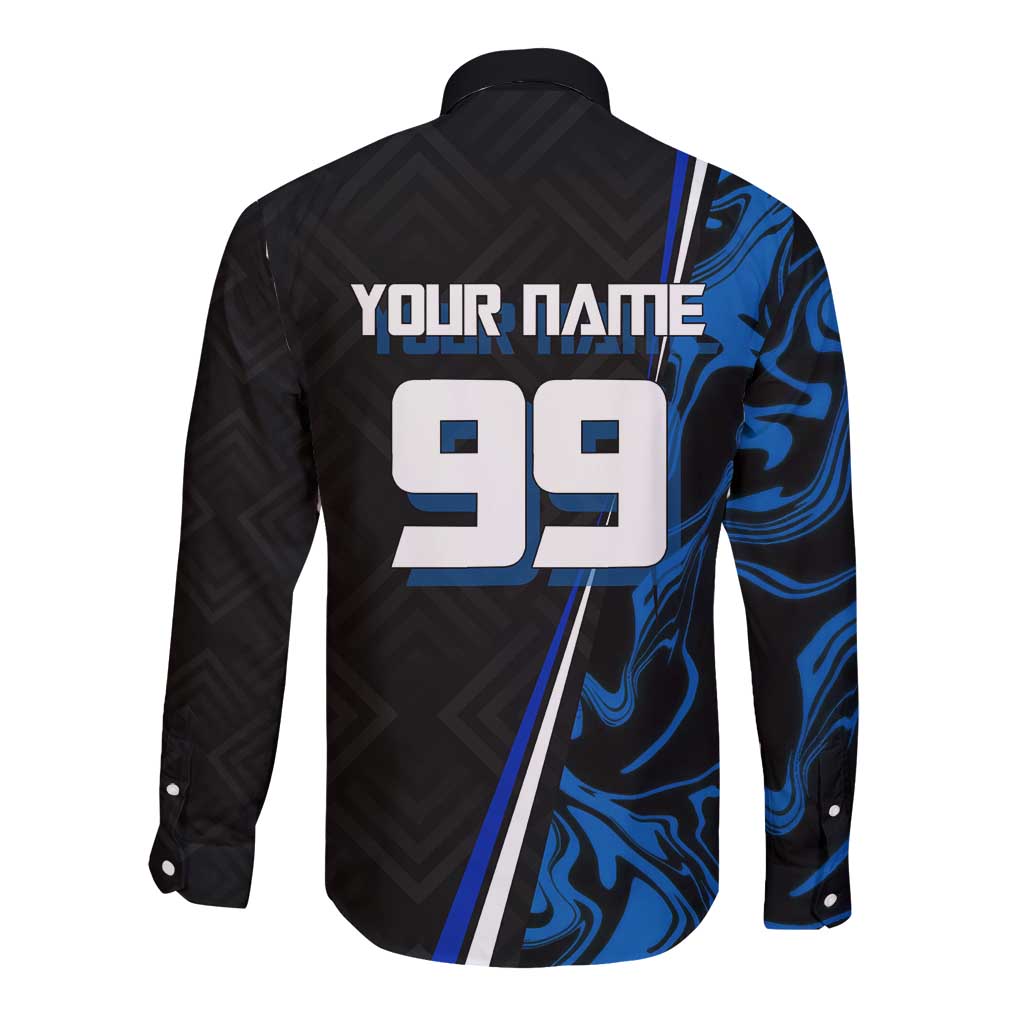 Custom Megumi Fushiguro Jujutsu Kaisen Long Sleeve Button Shirt Blue Flames Soccer Theme Anime