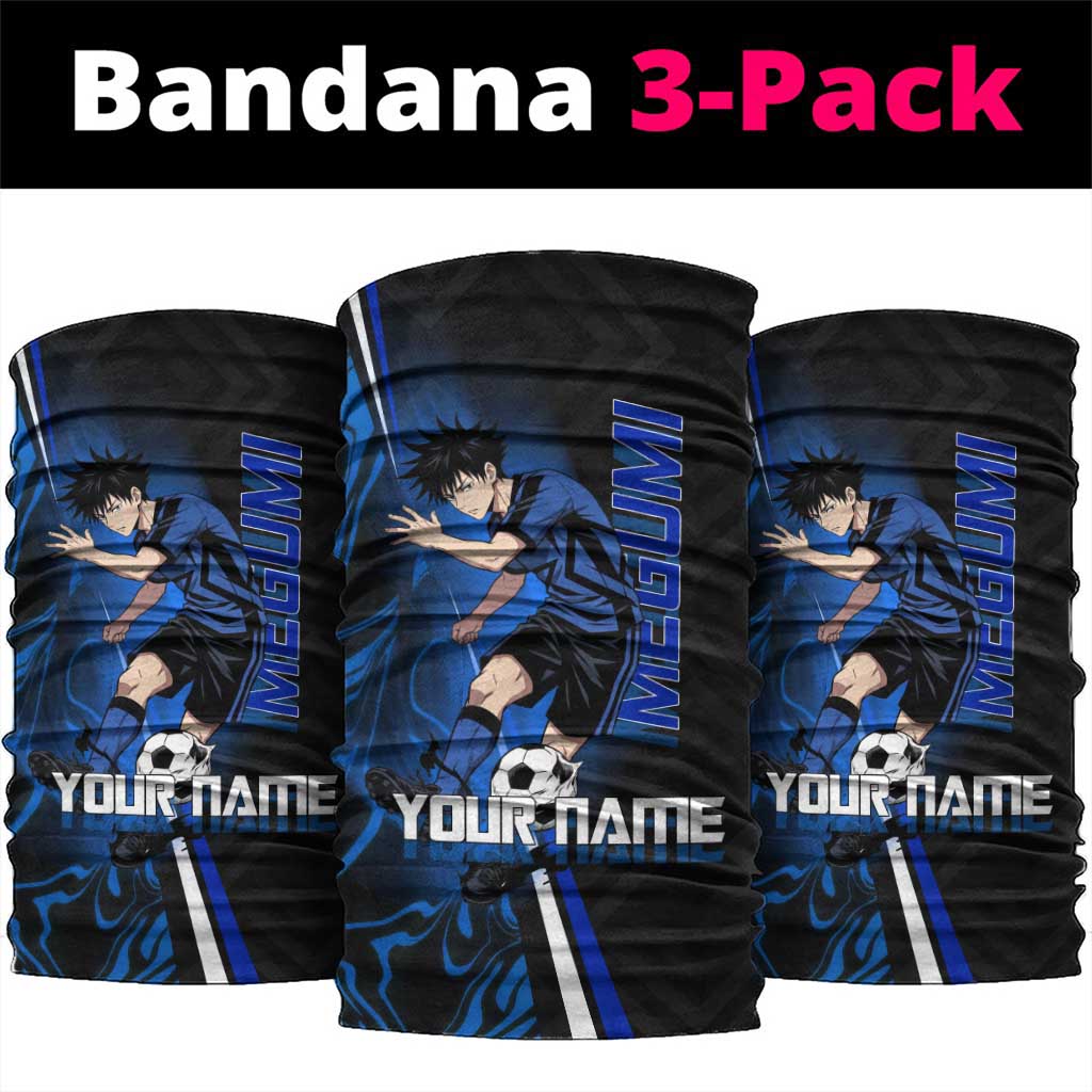 Custom Megumi Fushiguro Jujutsu Kaisen Neck Gaiter Blue Flames Soccer Theme Anime
