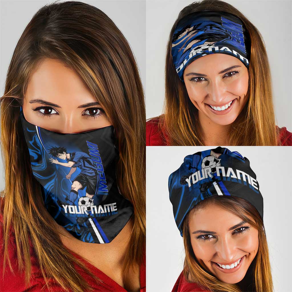 Custom Megumi Fushiguro Jujutsu Kaisen Neck Gaiter Blue Flames Soccer Theme Anime