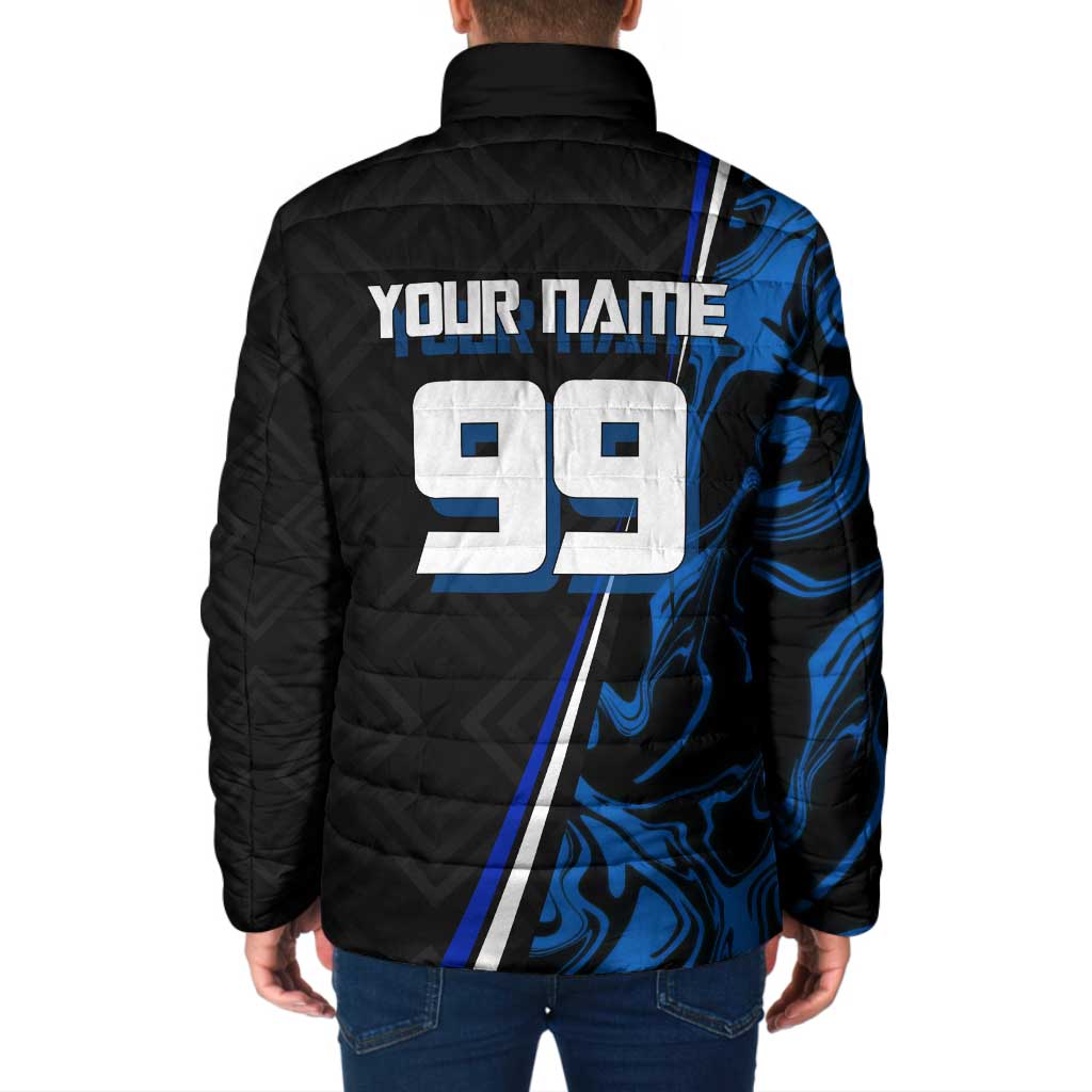 Custom Megumi Fushiguro Jujutsu Kaisen Padded Jacket Blue Flames Soccer Theme Anime