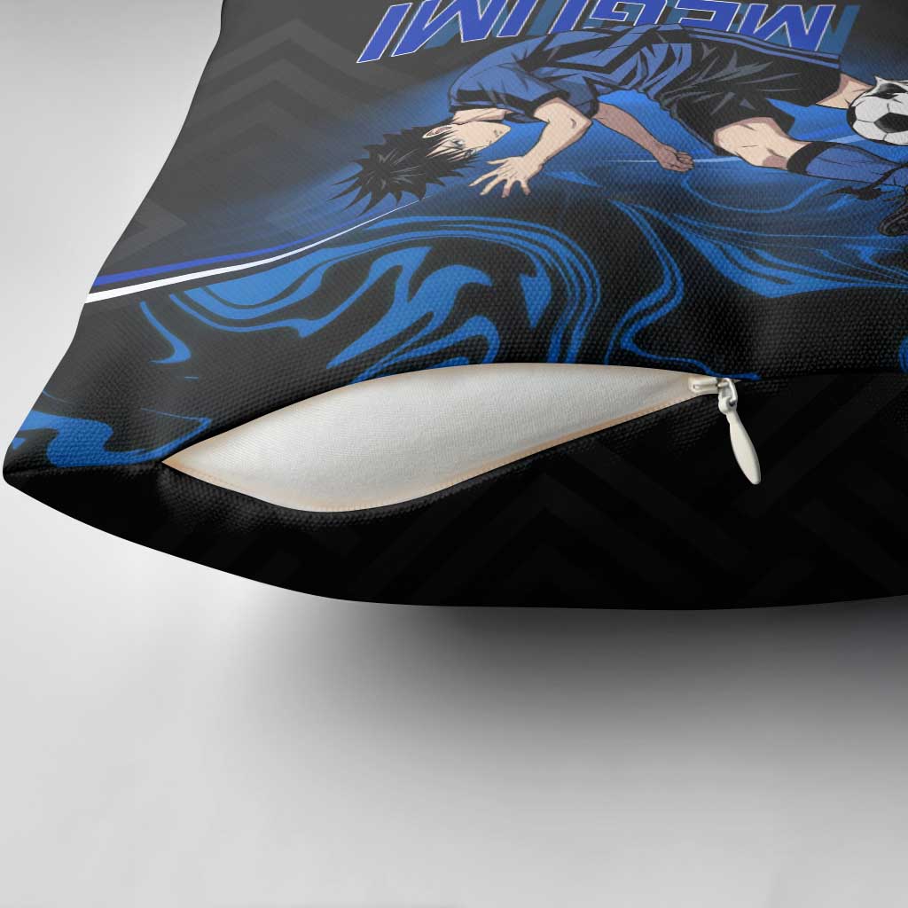 Custom Megumi Fushiguro Jujutsu Kaisen Pillow Cover Blue Flames Soccer Theme Anime