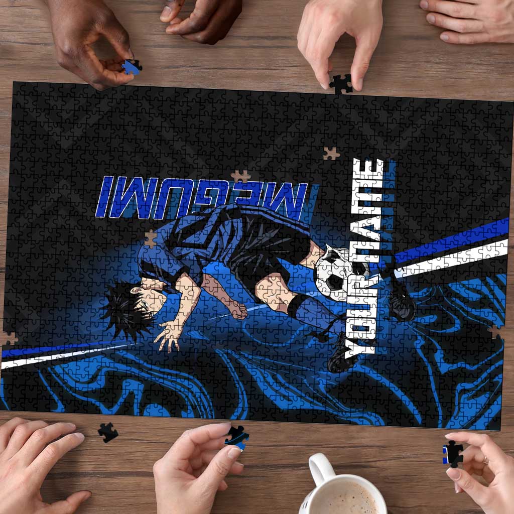 Custom Megumi Fushiguro Jujutsu Kaisen Puzzle Blue Flames Soccer Theme Anime