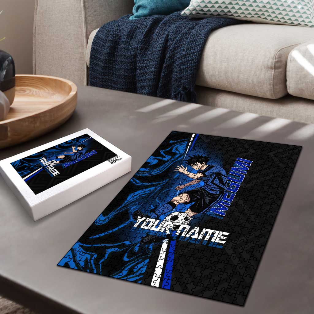 Custom Megumi Fushiguro Jujutsu Kaisen Puzzle Blue Flames Soccer Theme Anime