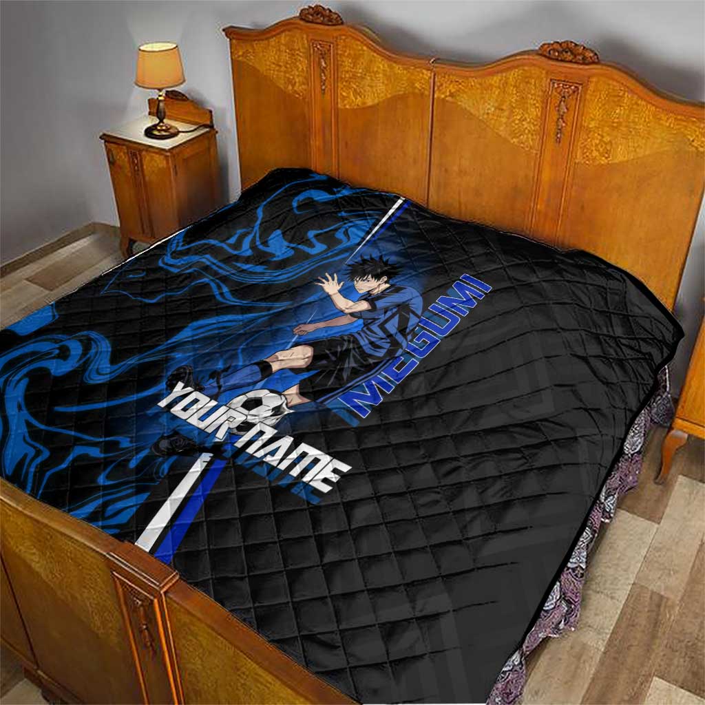 Custom Megumi Fushiguro Jujutsu Kaisen Quilt Blue Flames Soccer Theme Anime