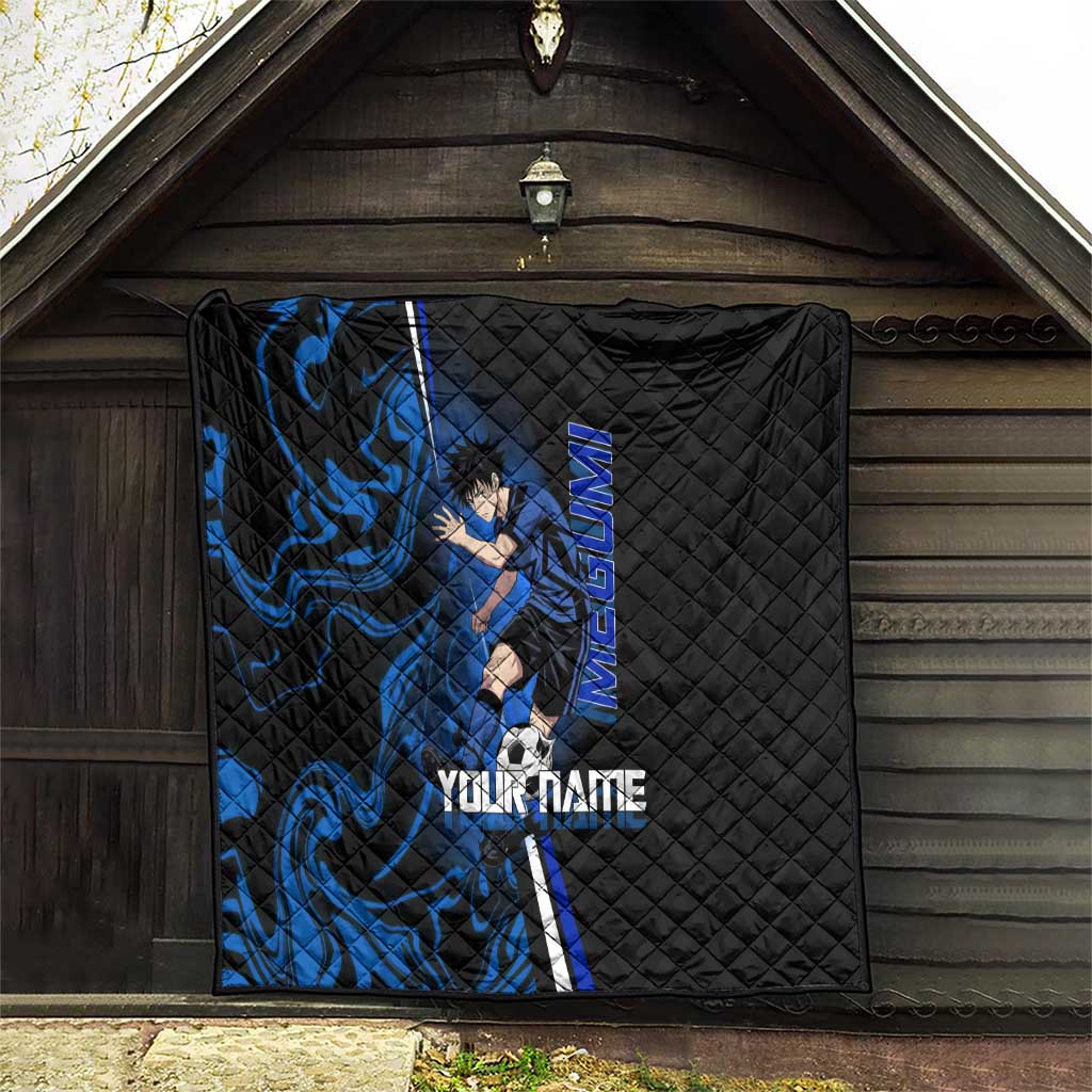 Custom Megumi Fushiguro Jujutsu Kaisen Quilt Blue Flames Soccer Theme Anime