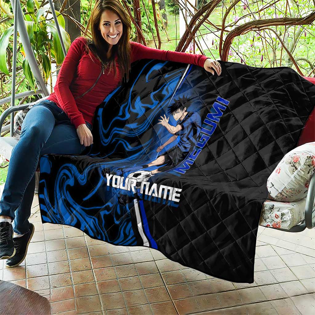 Custom Megumi Fushiguro Jujutsu Kaisen Quilt Blue Flames Soccer Theme Anime
