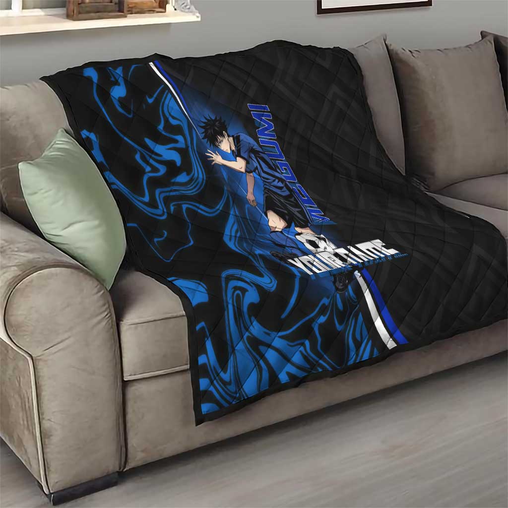 Custom Megumi Fushiguro Jujutsu Kaisen Quilt Blue Flames Soccer Theme Anime