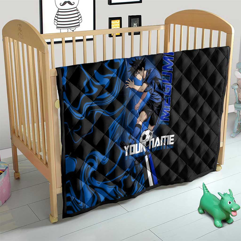 Custom Megumi Fushiguro Jujutsu Kaisen Quilt Blue Flames Soccer Theme Anime