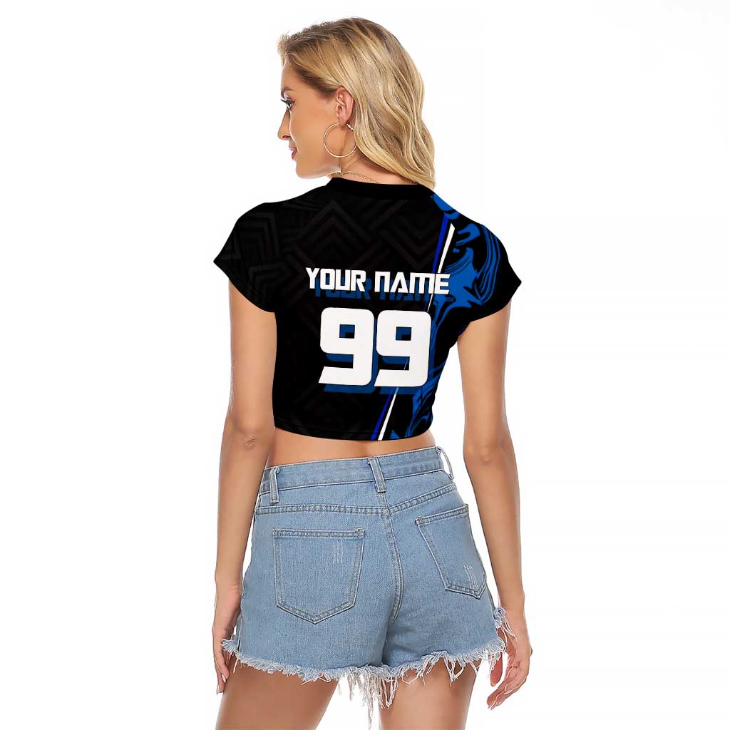 Custom Megumi Fushiguro Jujutsu Kaisen Raglan Cropped T Shirt Blue Flames Soccer Theme Anime