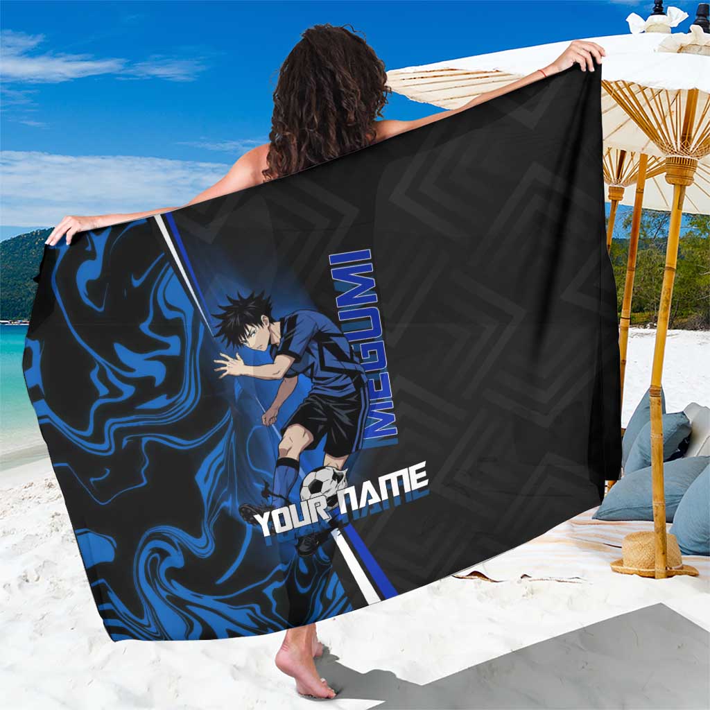 Custom Megumi Fushiguro Jujutsu Kaisen Sarong Blue Flames Soccer Theme Anime