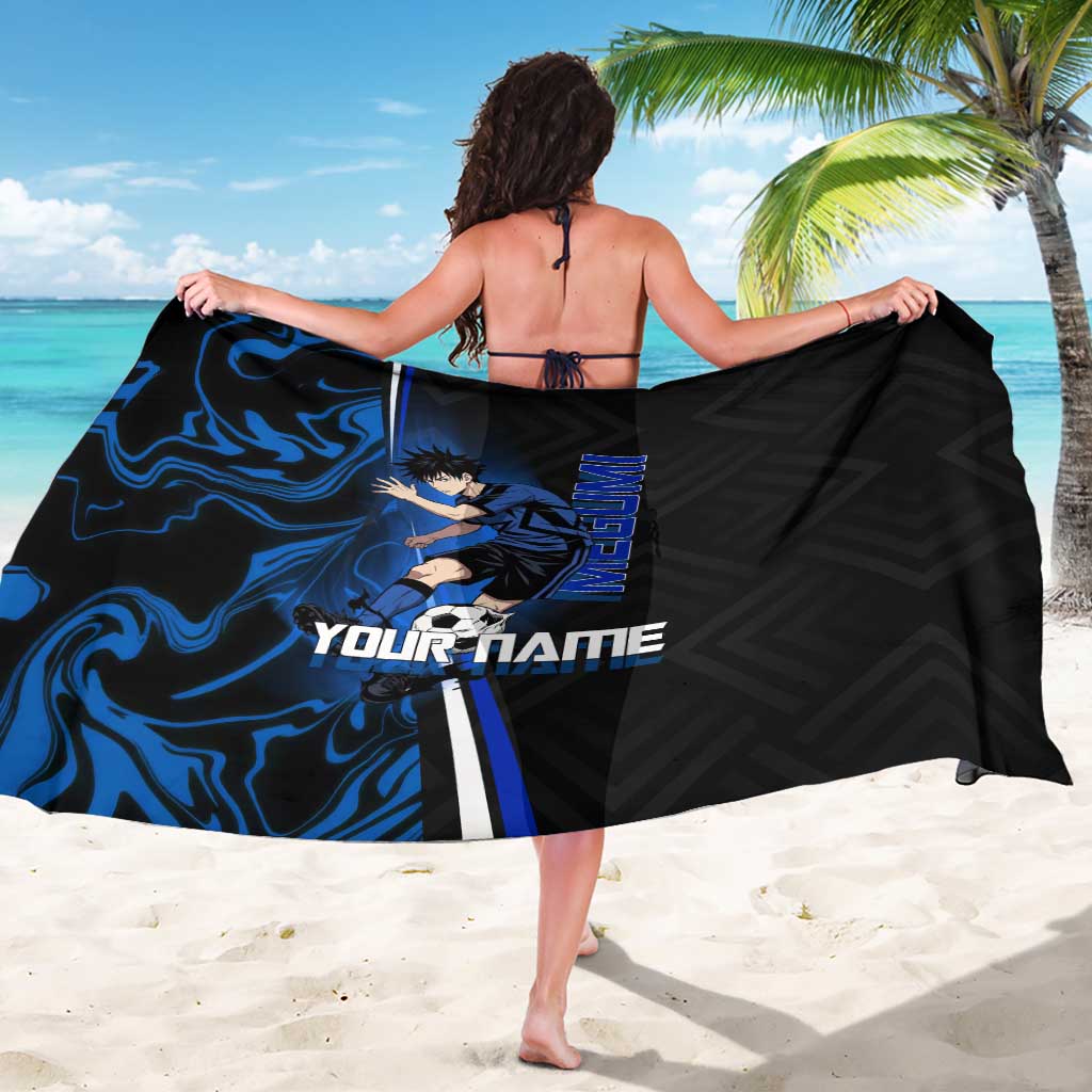 Custom Megumi Fushiguro Jujutsu Kaisen Sarong Blue Flames Soccer Theme Anime