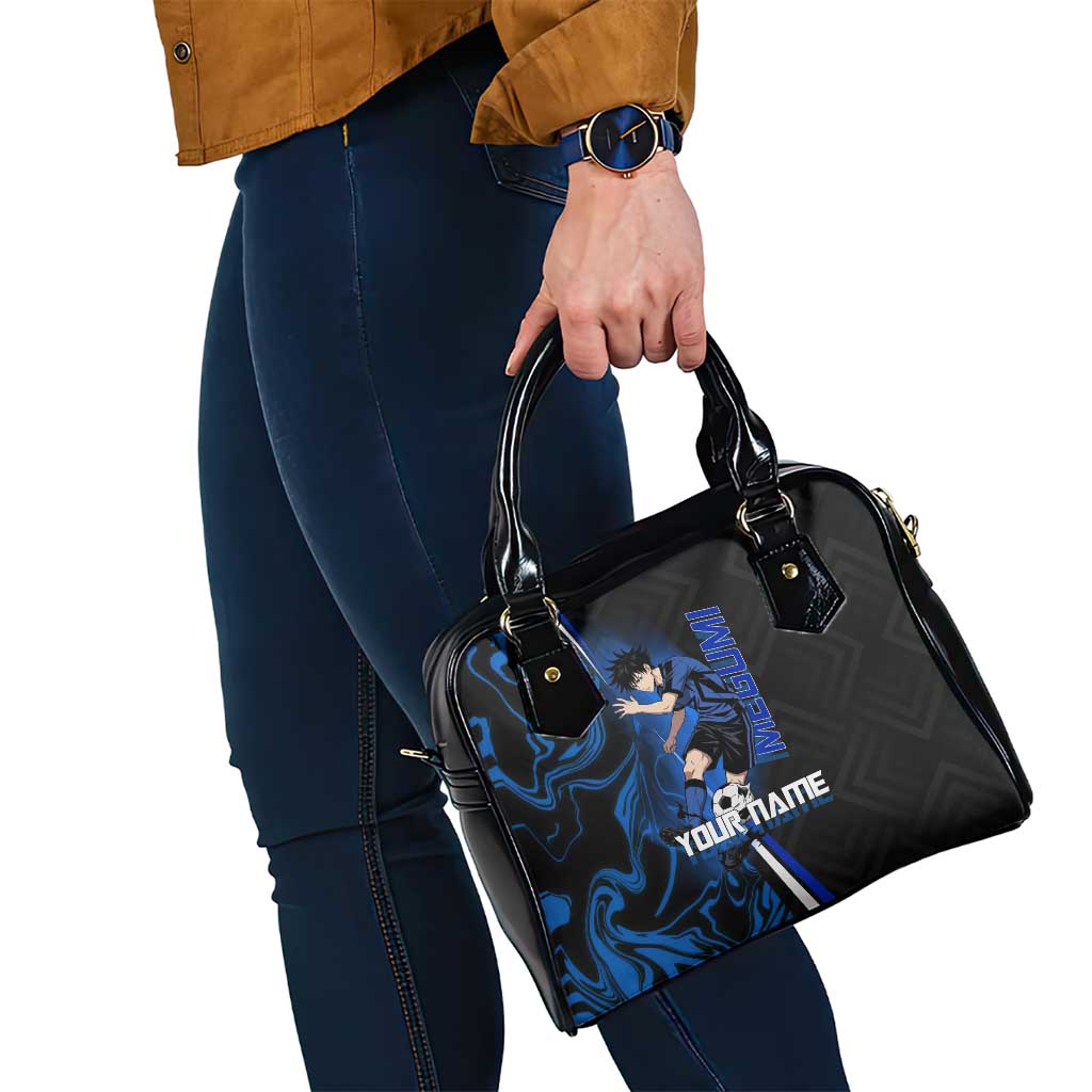Custom Megumi Fushiguro Jujutsu Kaisen Shoulder Handbag Blue Flames Soccer Theme Anime
