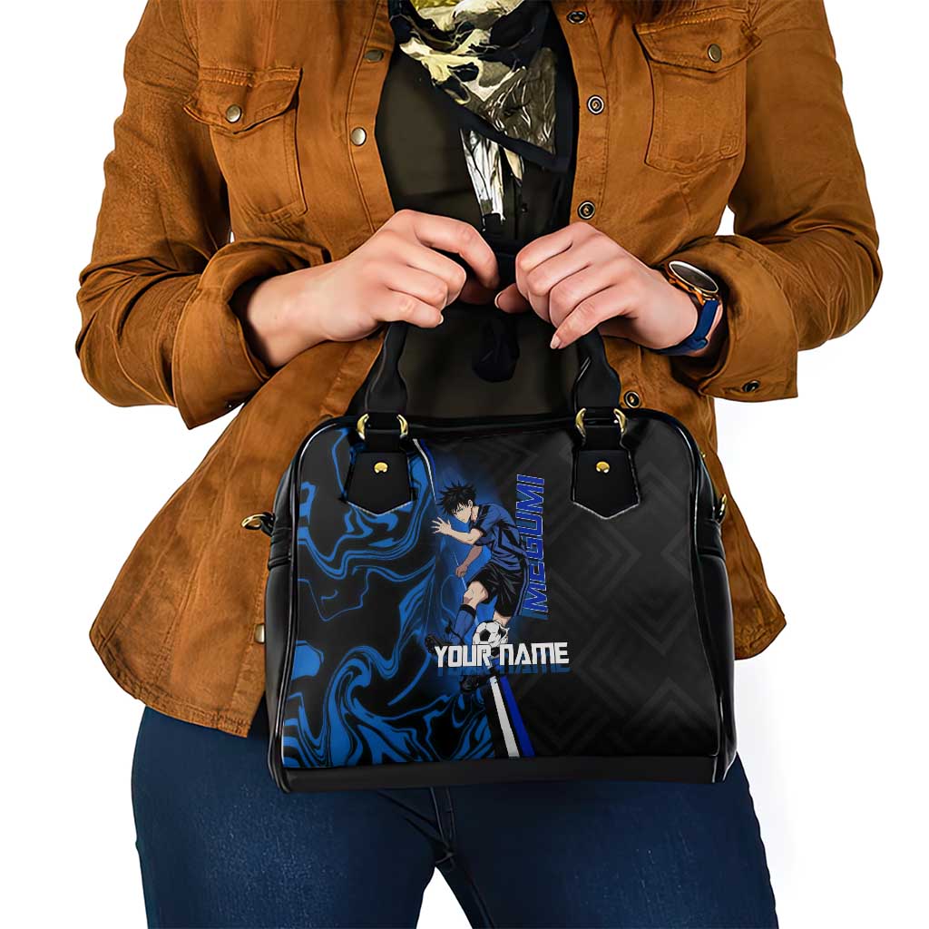 Custom Megumi Fushiguro Jujutsu Kaisen Shoulder Handbag Blue Flames Soccer Theme Anime