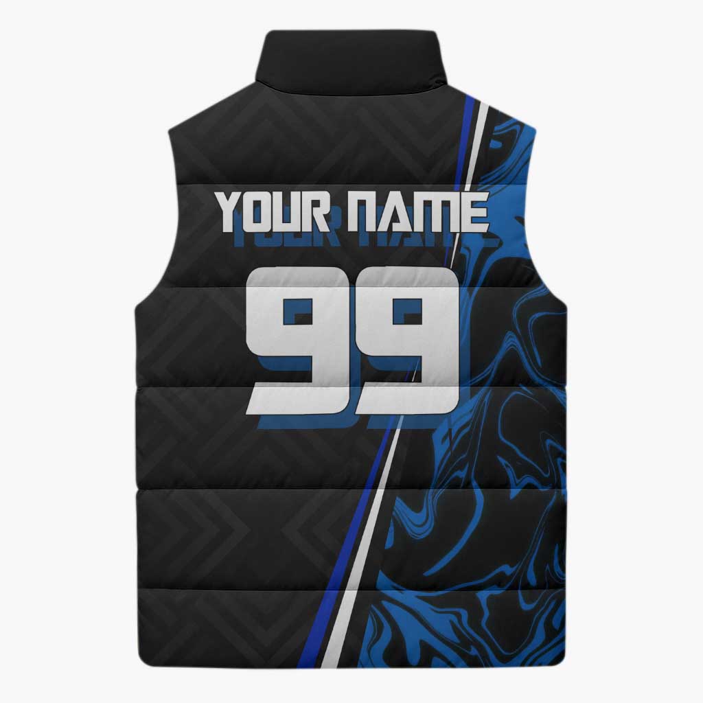 Custom Megumi Fushiguro Jujutsu Kaisen Sleeveless Puffer Jacket Blue Flames Soccer Theme Anime