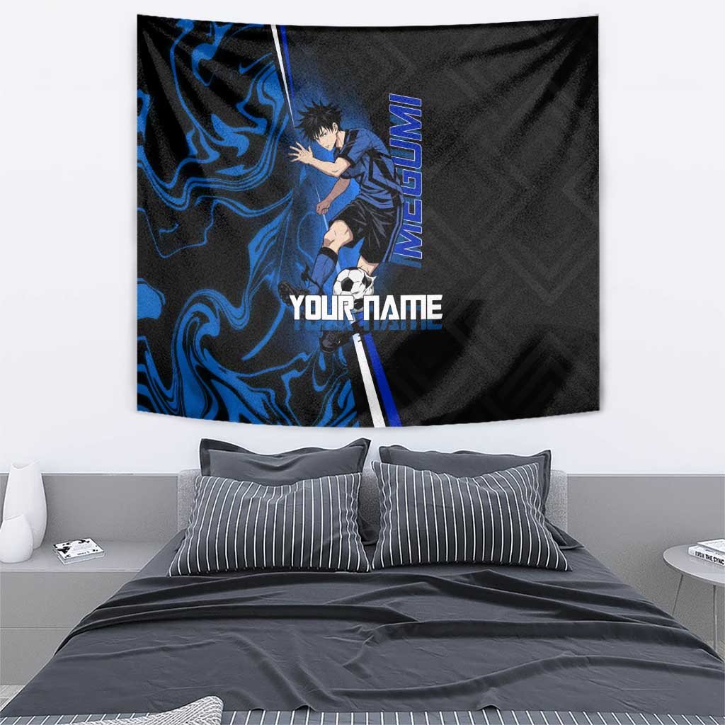 Custom Megumi Fushiguro Jujutsu Kaisen Tapestry Blue Flames Soccer Theme Anime