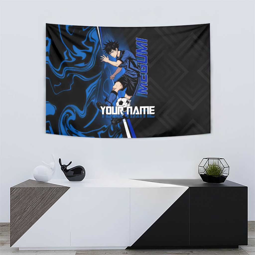 Custom Megumi Fushiguro Jujutsu Kaisen Tapestry Blue Flames Soccer Theme Anime