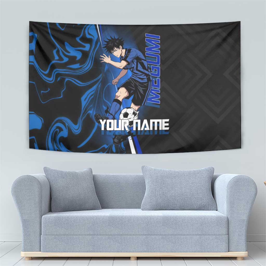 Custom Megumi Fushiguro Jujutsu Kaisen Tapestry Blue Flames Soccer Theme Anime