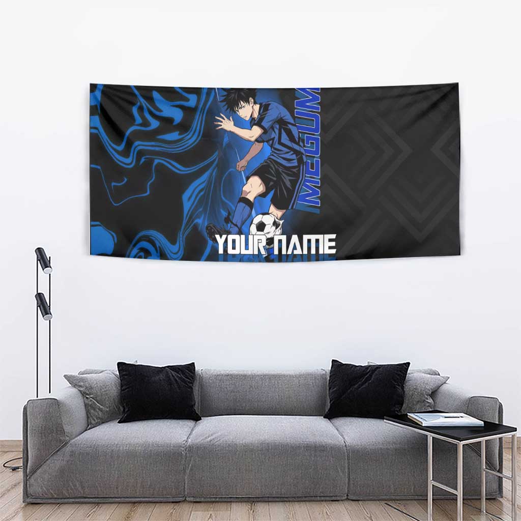 Custom Megumi Fushiguro Jujutsu Kaisen Tapestry Blue Flames Soccer Theme Anime