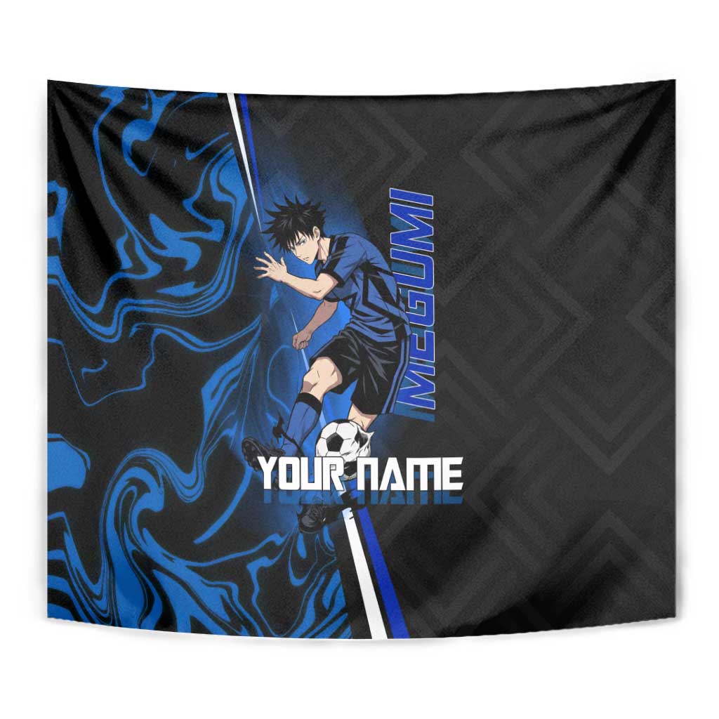 Custom Megumi Fushiguro Jujutsu Kaisen Tapestry Blue Flames Soccer Theme Anime