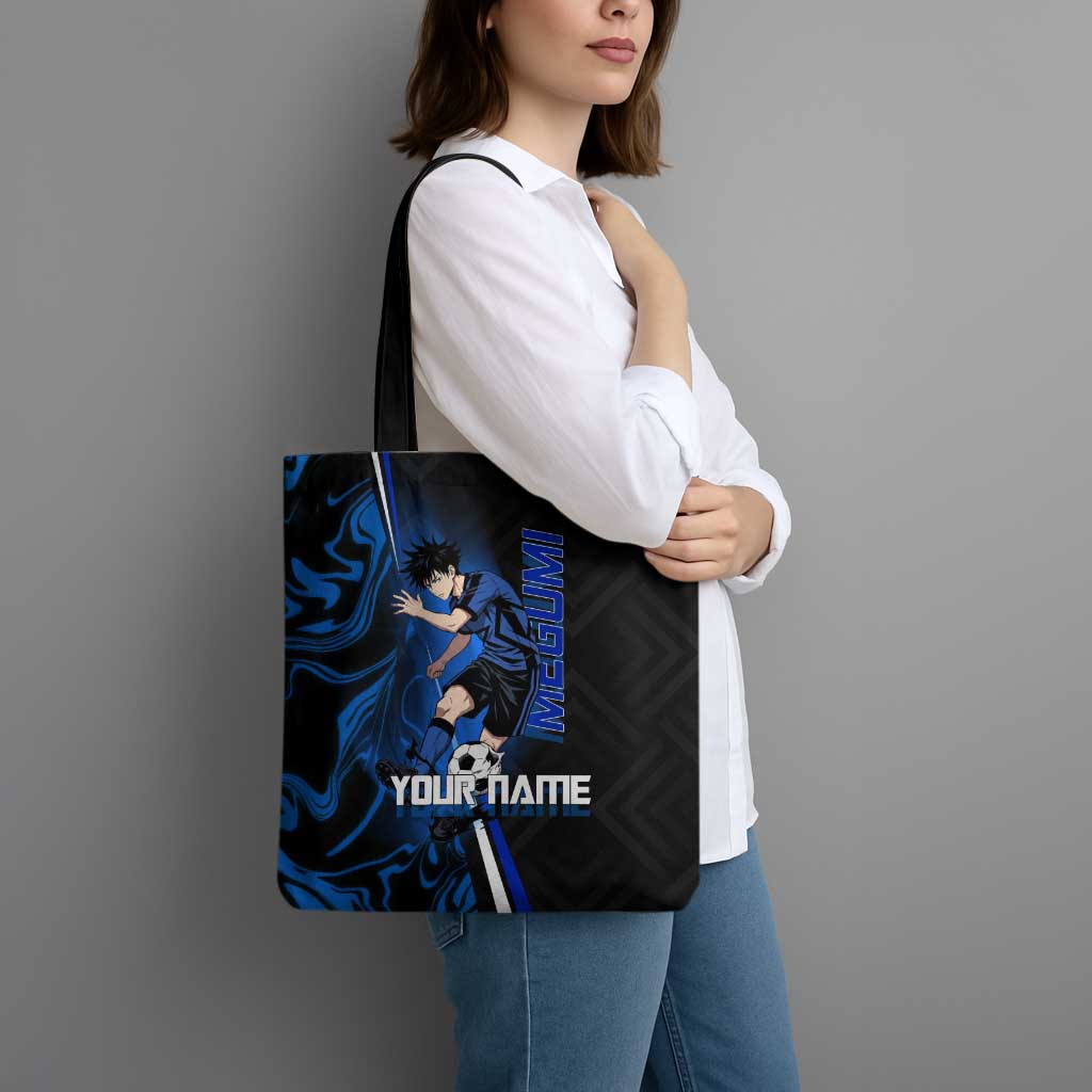 Custom Megumi Fushiguro Jujutsu Kaisen Tote Bag Blue Flames Soccer Theme Anime