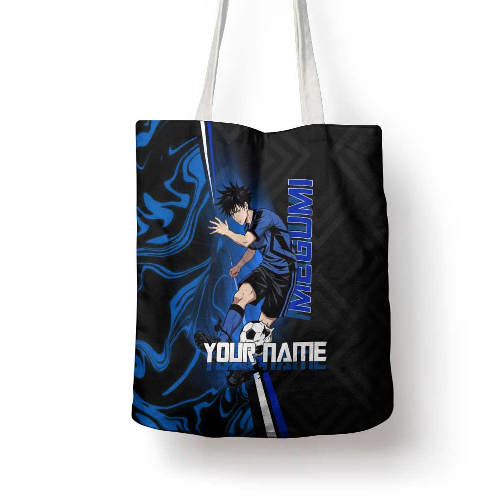 Custom Megumi Fushiguro Jujutsu Kaisen Tote Bag Blue Flames Soccer Theme Anime