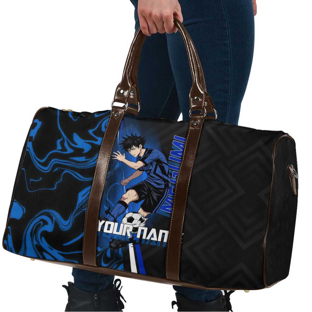 Custom Megumi Fushiguro Jujutsu Kaisen Travel Bag Blue Flames Soccer Theme Anime