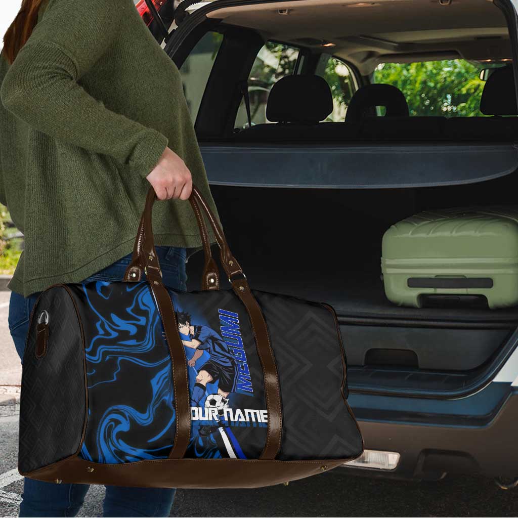 Custom Megumi Fushiguro Jujutsu Kaisen Travel Bag Blue Flames Soccer Theme Anime