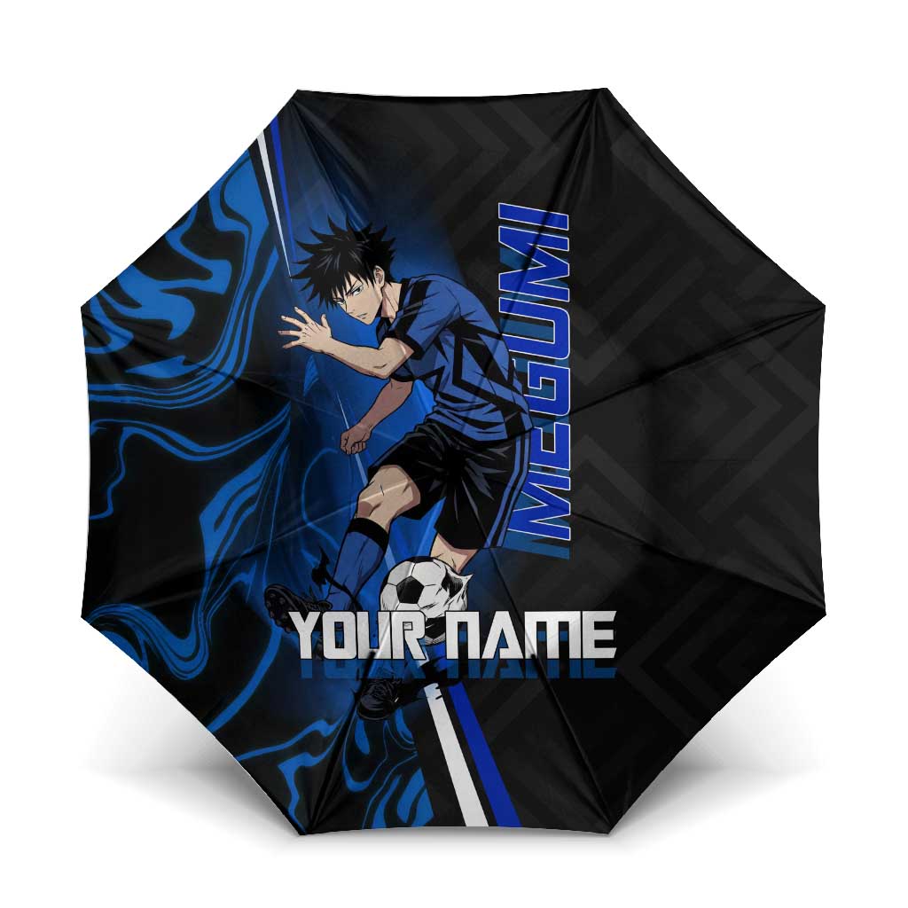 Custom Megumi Fushiguro Jujutsu Kaisen Umbrella Blue Flames Soccer Theme Anime