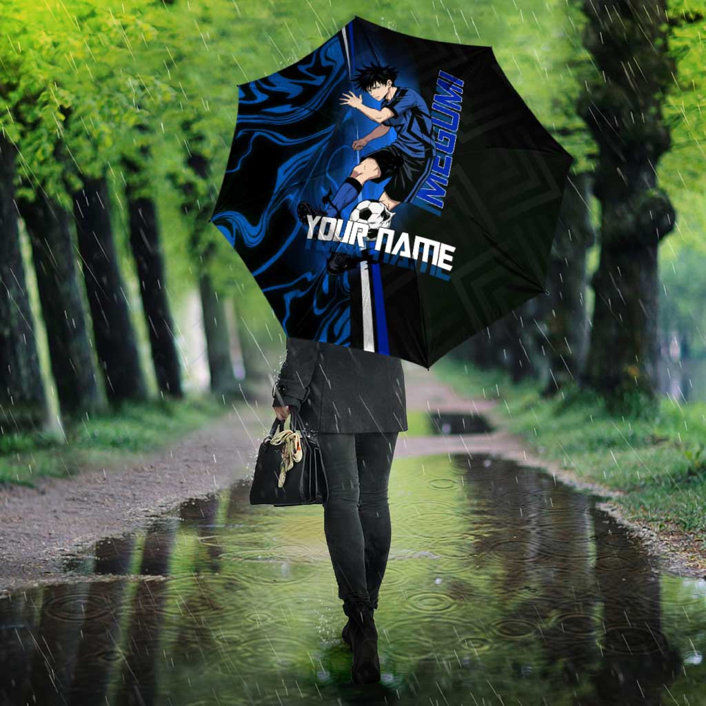 Custom Megumi Fushiguro Jujutsu Kaisen Umbrella Blue Flames Soccer Theme Anime