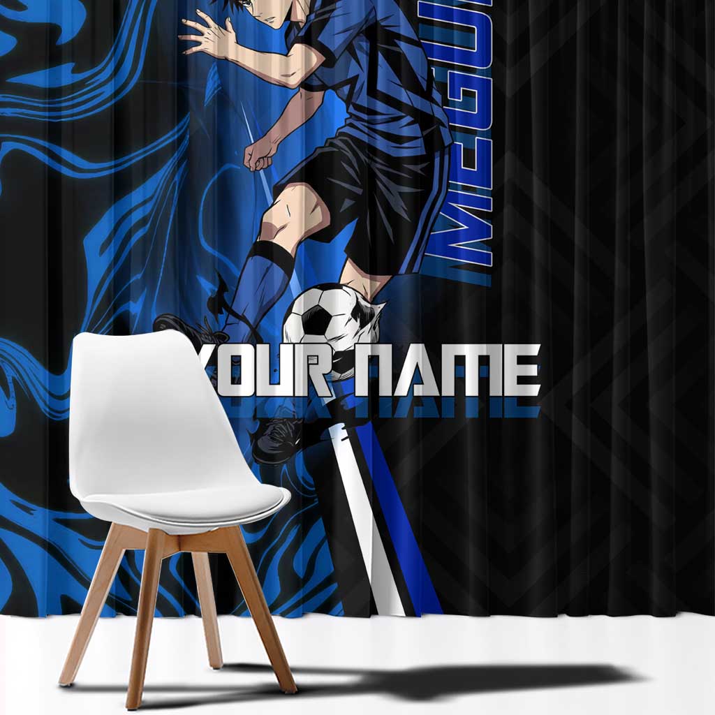 Custom Megumi Fushiguro Jujutsu Kaisen Window Curtain Blue Flames Soccer Theme Anime