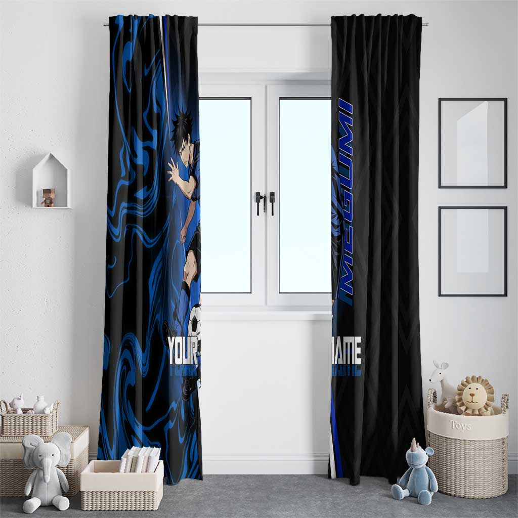 Custom Megumi Fushiguro Jujutsu Kaisen Window Curtain Blue Flames Soccer Theme Anime