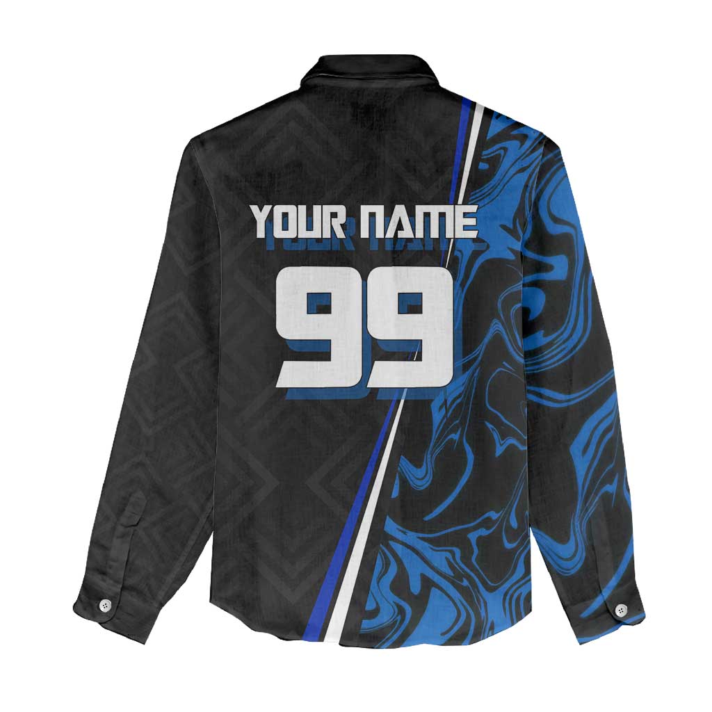 Custom Megumi Fushiguro Jujutsu Kaisen Women Casual Shirt Blue Flames Soccer Theme Anime