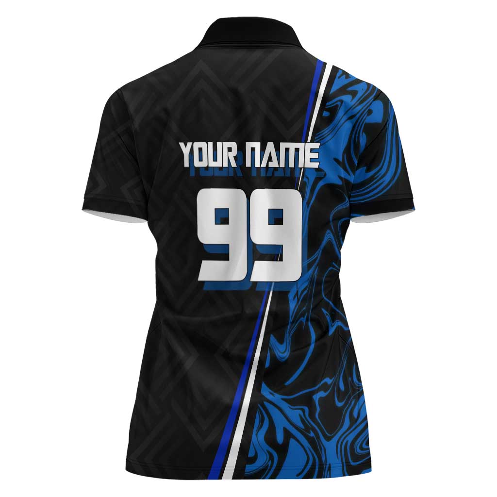 Custom Megumi Fushiguro Jujutsu Kaisen Women Polo Shirt Blue Flames Soccer Theme Anime
