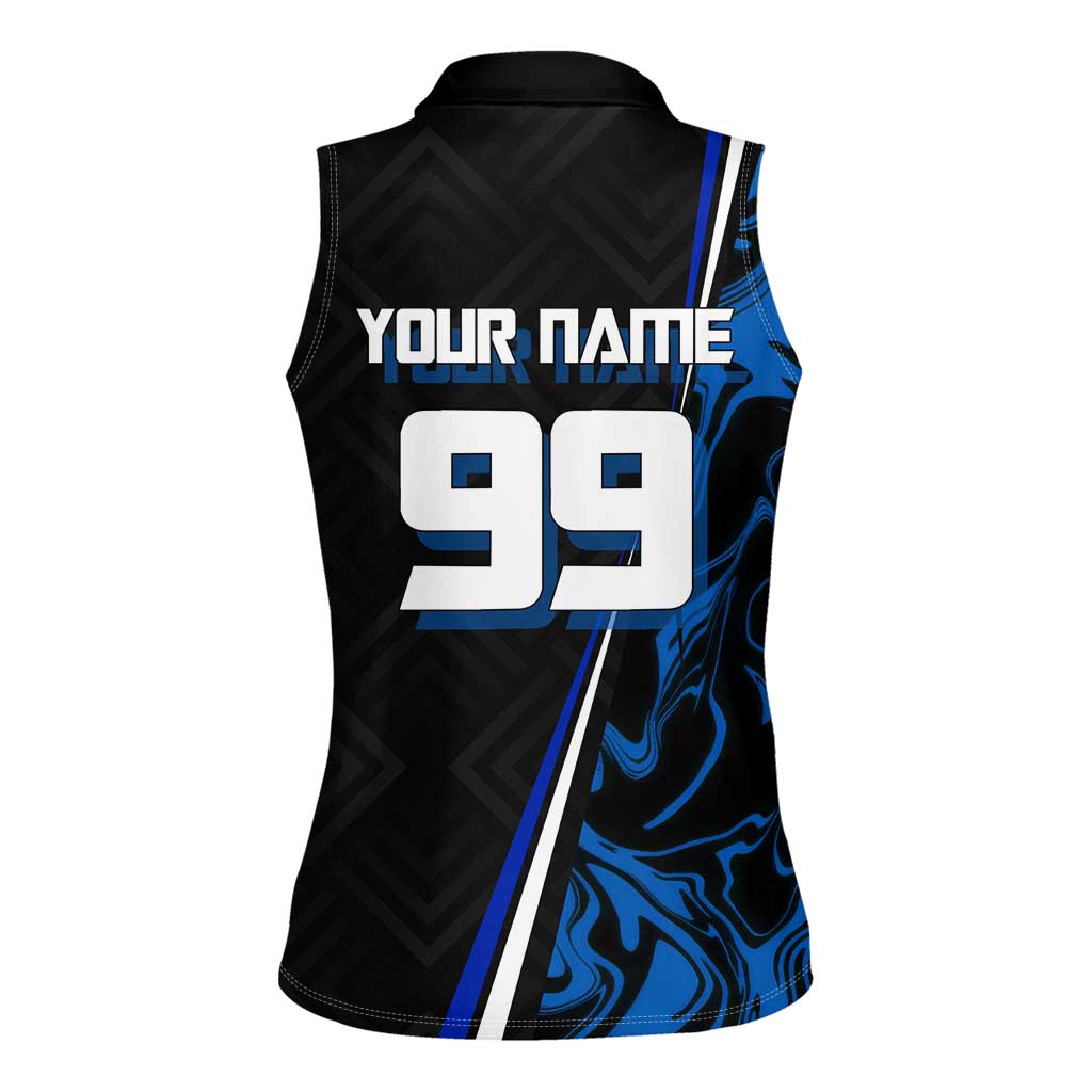 Custom Megumi Fushiguro Jujutsu Kaisen Women Sleeveless Polo Shirt Blue Flames Soccer Theme Anime